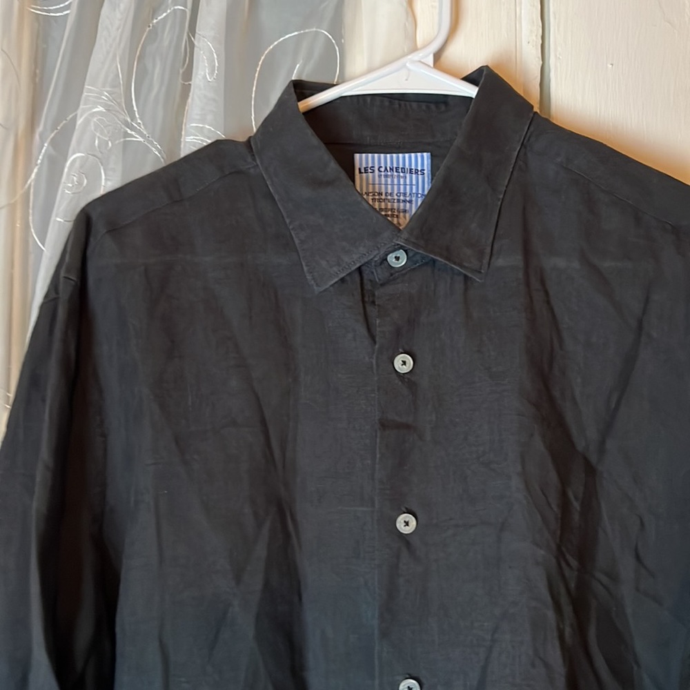 LES CANEDIERS St. Topez Divin Linen Shirt Men’s XX-Large Black 3XL